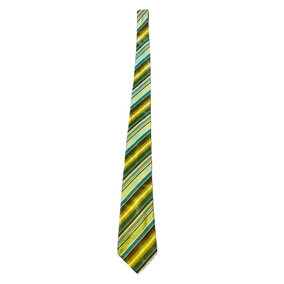 KENZO Textured 100% Silk Green Yellow Neck Tie - Picture 3 of 10